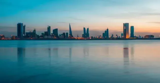 bahrain city skyline sunset