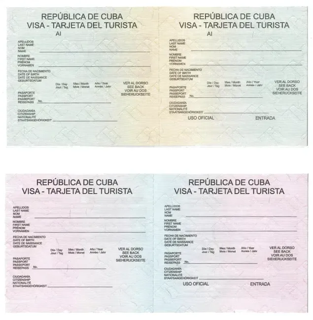 Pink vs Green Cuba Tourist Card