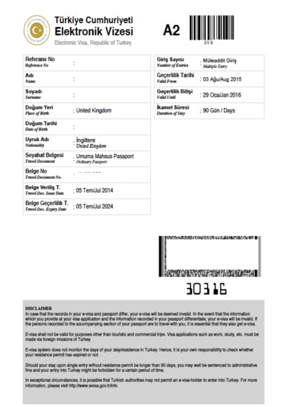 turkey visit visa form download