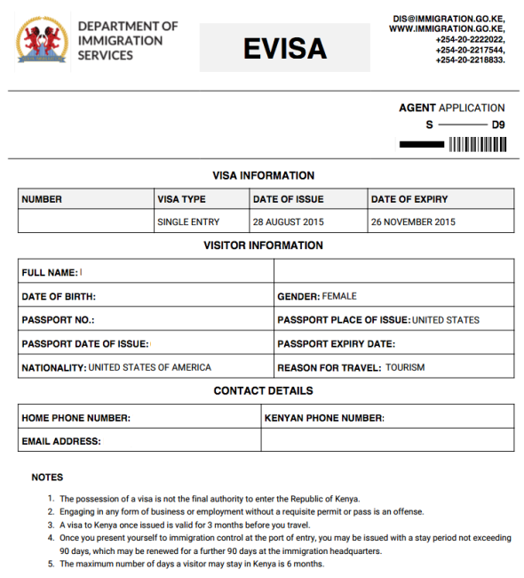 kenya visa application form