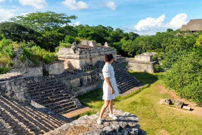 Mexico Woman Tourist Maya Ruins