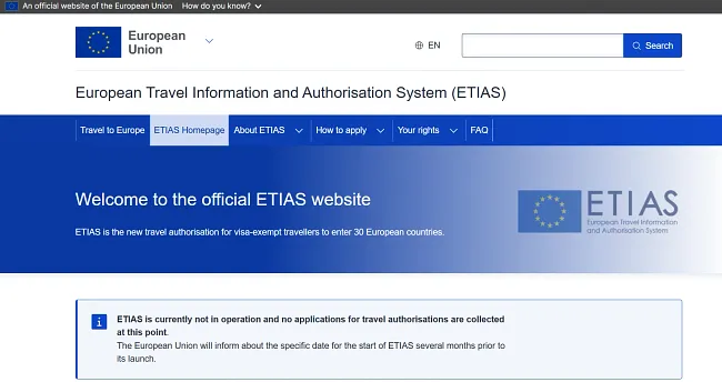 EU removes ETIAS 2026 launch date from website