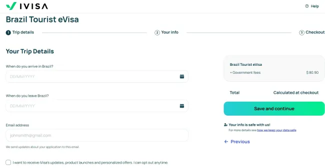 Simplified Brazil eVisa application form