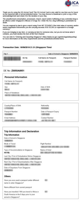 singapore immigration card pdf