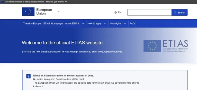EU removes ETIAS 2026 launch date from website