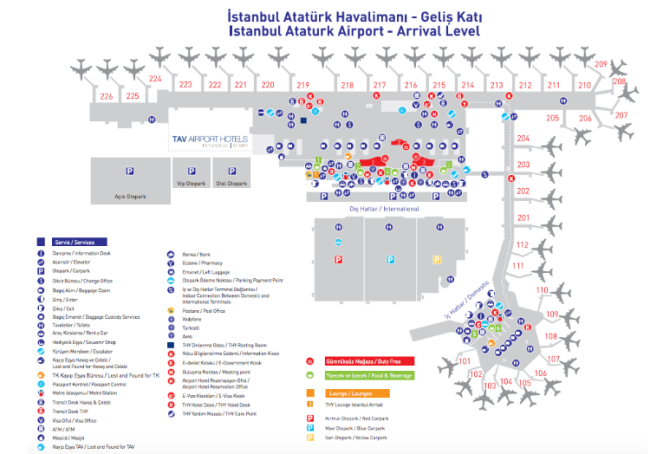 Turkey Istanbul Airport Arrival Map 