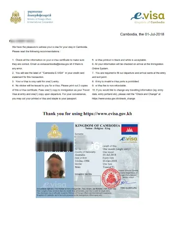 visa document cambodia travel